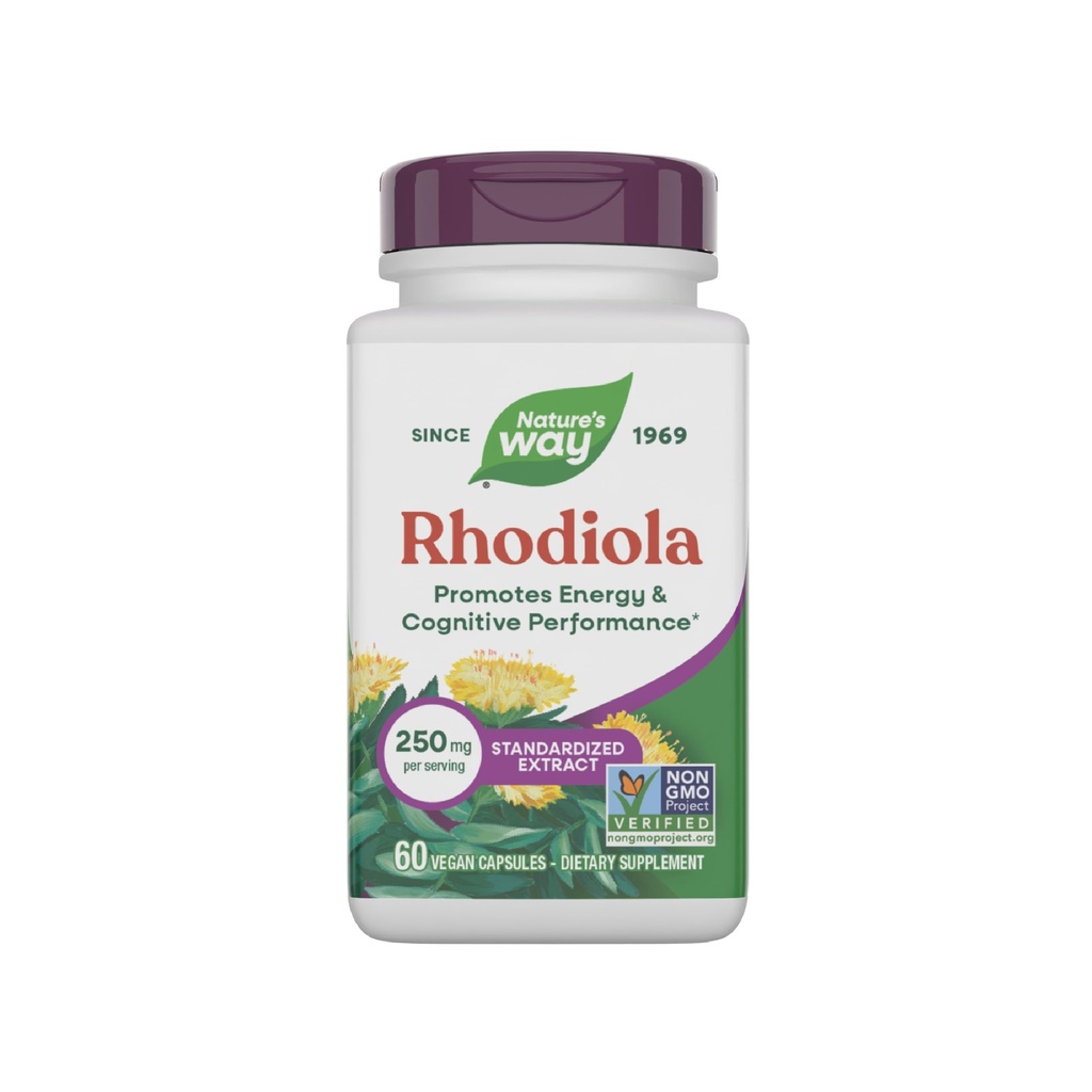 Nature's Way Rhodiola Premium Extract、250 mg /サービング、サポートエネルギー&認知パフォーマンス*、適応性ハーブ*、非GMOプロジェクト検証、ビーガン、グルテンフリー、60カプセル(パッケージ5月Vary)