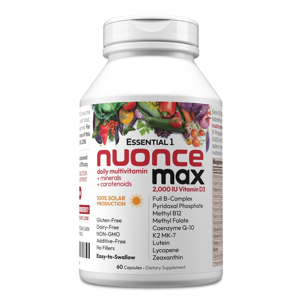 ANDREW LESSMAN エッセンシャル-1 nuonce max Multivitamin 2000 IU ビタミン D3 60 小さなカプセル。 100 mcg メチル B12。 CoQ10 ルテイン リコペ ゼアキサンチン。 高い効力。 添加物無し。 ウルトラミルドワンデイリーカプセル