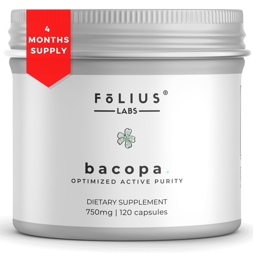 バコパモニーリカプセル750mg - 40%バコシドバコパモニーリのハーブサプリメント - メモリと認知能力をサポートするのに役立ちます - 120カプセル
