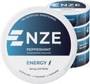 NZE Caffeine Nootropic Pouches (Peppermint) - Energy Pouches with 50mg Caffeine, Alpha GPC, L-Tyrosine & L-Theanine with No Sugar or Artificial Sweeteners - 15 Nicotine Free Pouches Per Can - 5 Pack