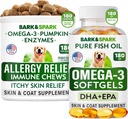 アレルギー救済+オメガ3バンドル - アンチアイッチスキン&コートサプリメント+皮膚アレルギー - Omega 3フィッシュオイル+ EPA& DHA脂肪酸 - Itching&Paw Licking +関節の健康 - 180咀嚼+ 180ソフトジェル - アメリカ製
