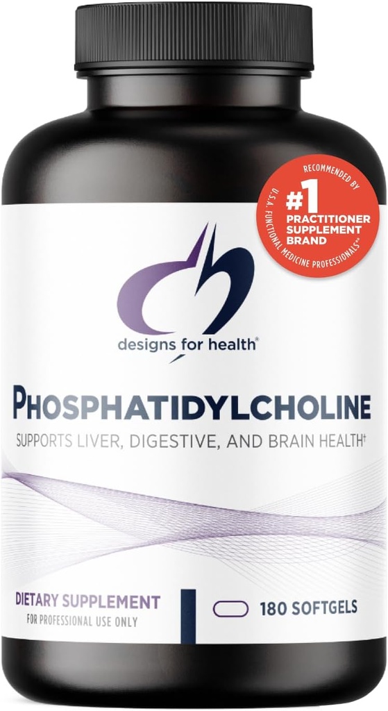 健康ホスファチジルコリンSoftgelsのためのデザイン - ソイ・レシチンのPhosphatidylコリンサプリメントは、肝臓 + 脳の健康をサポート (180 Softgels)