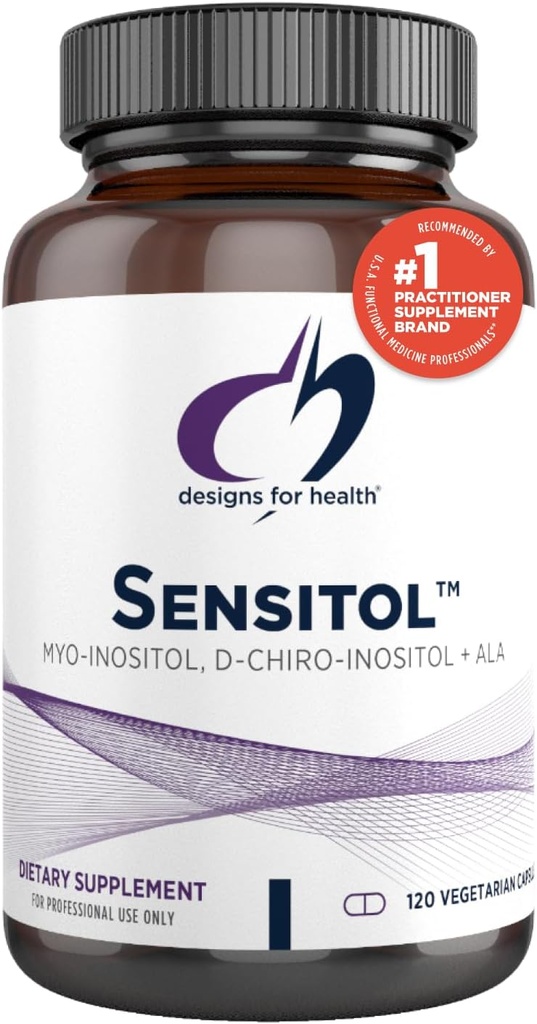 健康イノシトールのためのデザイン + ALA カプセル - Sensitol Myo-inositol (MI) + D-Chiro Inositol (DCI) アルファリポ酸 - ビーガン、非GMOサプリメント (120 カプセル)