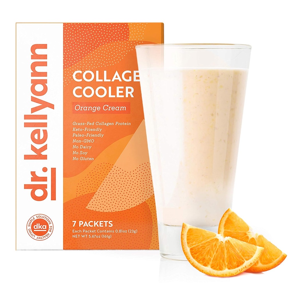 Dr. Kellyann Orange Cream Keto Shake Packets (7 サービング) – 15g たんぱく質、グラスフェッドコラーゲン、Keto & Paleo-Friendly、1 パック