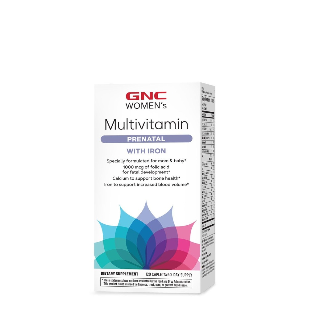 GNCの鉄が付いている女性の胎児のMultivitaminの方式、サポート妊娠および健康な赤ん坊の開発、必須栄養素の葉酸、亜鉛、Bのビタミンとカルシウム、120のカプレット