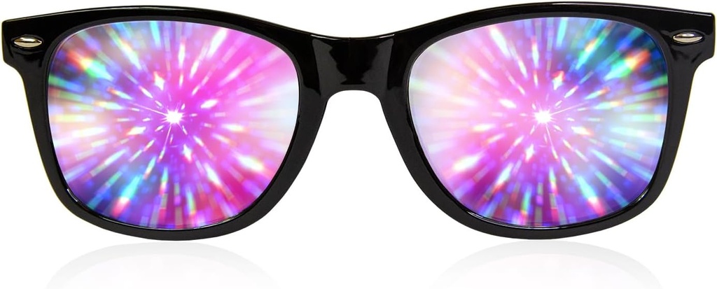 GloFX Black Frame Extreme Line Diffraction Glasses – Laser Etched for Vibrant Rainbow Light Effects, Flexible & Durable, Perfect for Raves & Festivals