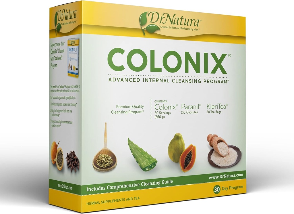 DrNatura Colonix Kit Whole Psyllium Husk Powder for Colon Cleanse, 30 Day Pack Colon Cleanser (16 oz)