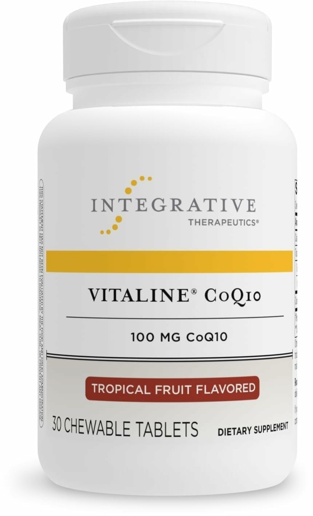 Integrative Therapeutics Vitaline CoQ10 100 mg - 大人のための脳の健康サポートサプリメント* - 心の健康をサポート* - 酪農場なし - トロピカルフルーツ風味、30の咀嚼可能なタブレット(30のサービング)