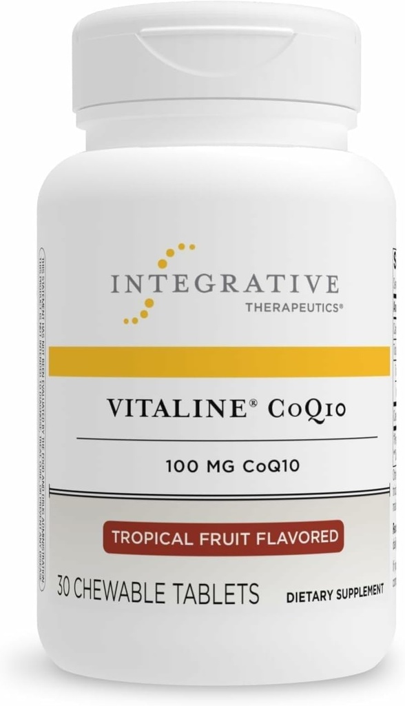 Integrative Therapeutics Vitaline CoQ10 100 mg - 大人のための脳の健康サポートサプリメント* - 心の健康をサポート* - 酪農場なし - トロピカルフルーツ風味、30の咀嚼可能なタブレット(30のサービング)