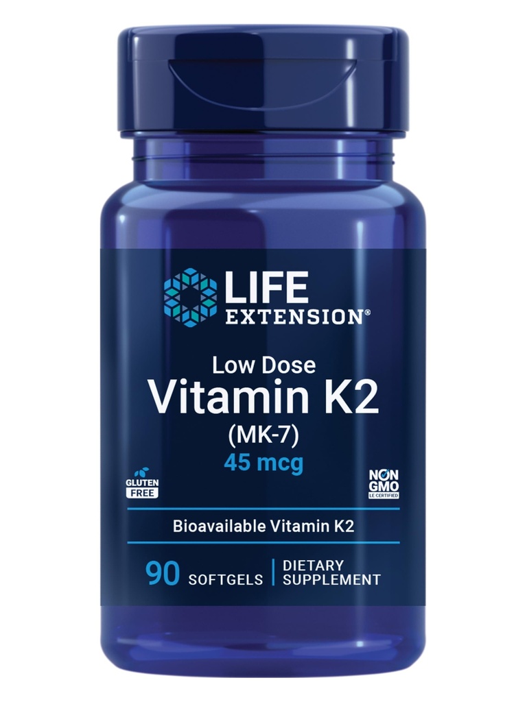 ライフエクステンション低用量ビタミンK2 - 動脈の健康をサポート - 非GMO、グルテンフリー - 90 Softgels