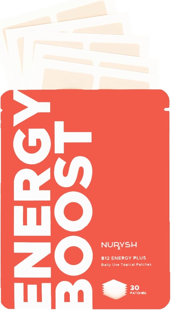 NURYSH B12エネルギープラスパッチ - 30 Topicalパッチ - ビーガンとケトフレンドリー - 男性と女性のための