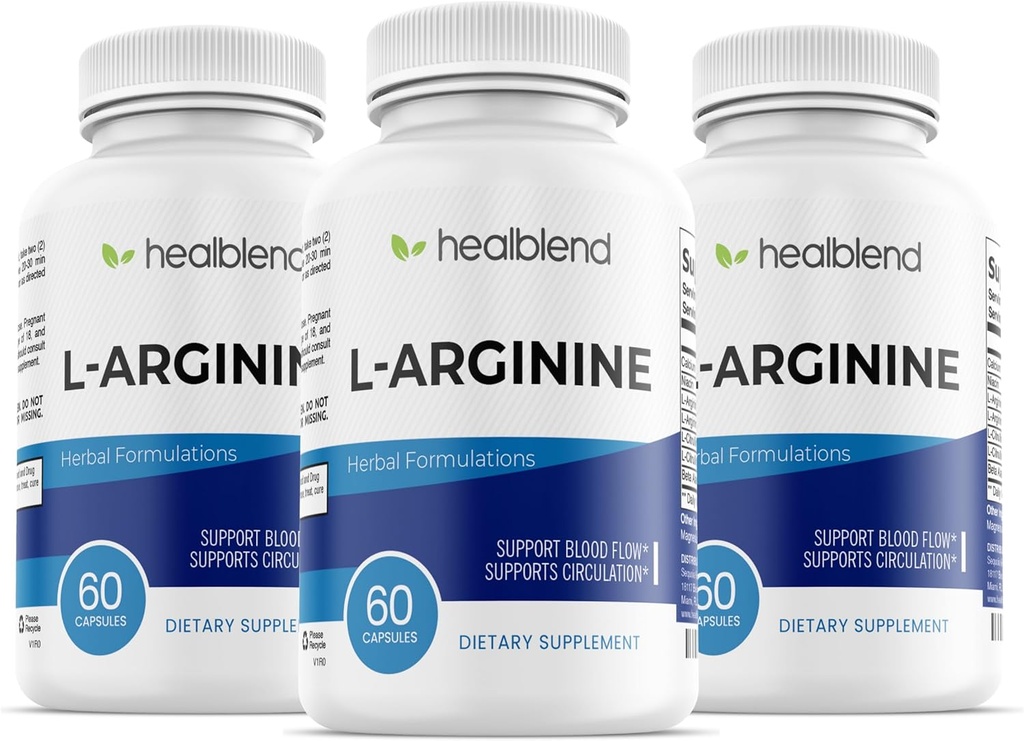 Healblend L-Arginine Plus: Calcium、Niacin、L-Arginine Blend、L-Citrulline Complex & Beta Alanine - 180カプセル(3パック)