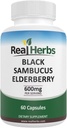 Real Herbs Elderberry Extract - Derived from 325mg of Elderberries Standardized to 5% Flavonoids with 275mg of Elderberry Fruit Extract 5 : 1 - Boosts Immunity - 60 Vegetarian Capsules