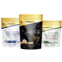 変形バニラプロテインパウダー | 30Gマルチプロテイン Superblend + 草-Fed Hydrolyzed Collagen Peptides パウダー - 髪、皮膚、爪 + 有機スーパーグリーンスーパーフードパウダー - 免疫&エネルギーサポート