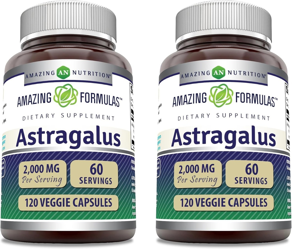 アメージングフォーミュラ Astragalus 2000 サービングカプセルサプリメントあたり mg | 純粋なAstragalus Membranaceus植物根エキス製 | 非GMO | グルテンフリー(120 カウント | 2 パック)