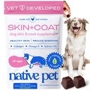 犬のためのネイティブペットオメガスキンとコート咀嚼 - 犬の皮膚とコートサプリメント健康、光沢のある毛皮、シーディングとドライスポットを削減 - オメガ3魚油とワイルドキャッチサーモンオイル - 120咀嚼