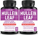 (2つのパック) Mulleinの葉は6850mg - Mulleinの葉、Cordyceps、Reishi -供給4か月のカプセルに入れます