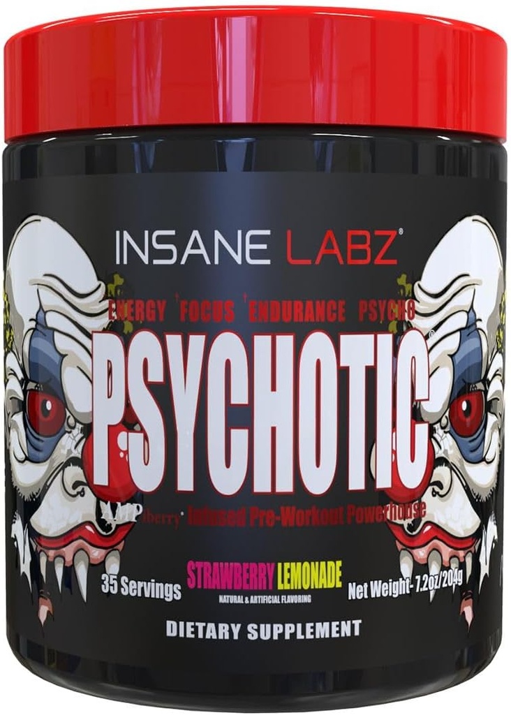 Insane Labzの精神医学、高い興奮剤のプレワークアウトの粉、Beta Alanine、クレアチンの Monohydrate、DMAE、35のSrvgs (いちごLemonade)との極端なLastingエネルギー、焦点および耐久性