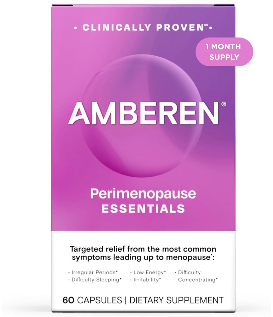 Amberen Perimenopause、Peri-Menopauseマルチ症状緩和、ビタミンB、ビタミンE&抗酸化剤サプリメント、臨床的にサポートホルモンバランス、ホットフラッシュ&ナイト汗、60カウント