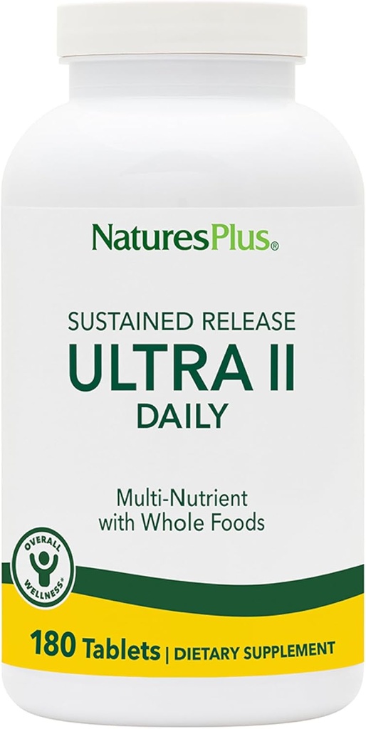 NaturesPlus Ultra II Daily - 180 Tablets, Pack of 2 - Multivitamin with Whole Foods for Overall Well-Being - Supports Energy & Immune Health - Sustained Release - 360 Servings