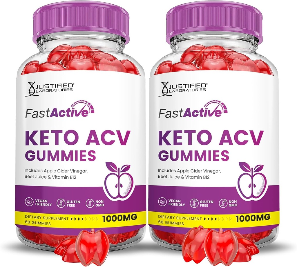 (2 パック)高速アクティブ Keto ACV Gummies アドバンスト フォーミュラ 1000MG Fastactive Keto Gummies Apple Cider Vinegar と Pomegranate ビート ジュース パウダー B12 ビーガン非 GMO 120 Gummys