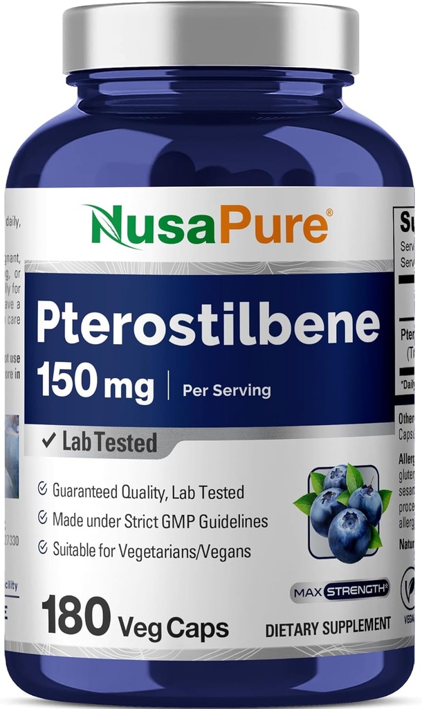 NusaPure Pterostilbene 150mg 180 Veggie キャップ (非GMO、ビーガン)