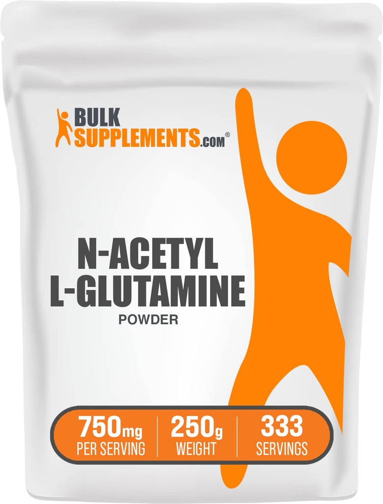 BulkSupplements.com N-Acetyl L-グルタミンパウダー - グルタミンサプリメント、Lグルタミンパウダー、グット健康&回復 - グルテンフリー、給餌あたり750mg、250g(8.8オンス)(パッケージ1)