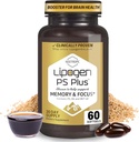 メモリとフォーカスのためのPSプラス脳サプリメント - 脳の健康のためのプレミアムホスファチジルセリンブスター - 向知性 - 1ヶ月の供給のための60ソフトゲル