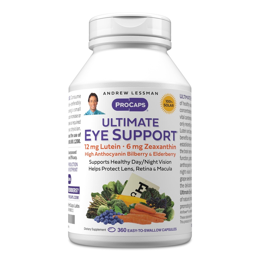 ANDREW LESSMAN Ultimate Eye Support 360 Softgels - 12mg Lutein、6mg Zeaxanthin、Bilberry、Eye Healthをサポートし、健康なビジョンを促進するためのキー栄養素。 添加物無し。 飲みやすいソフトジェル