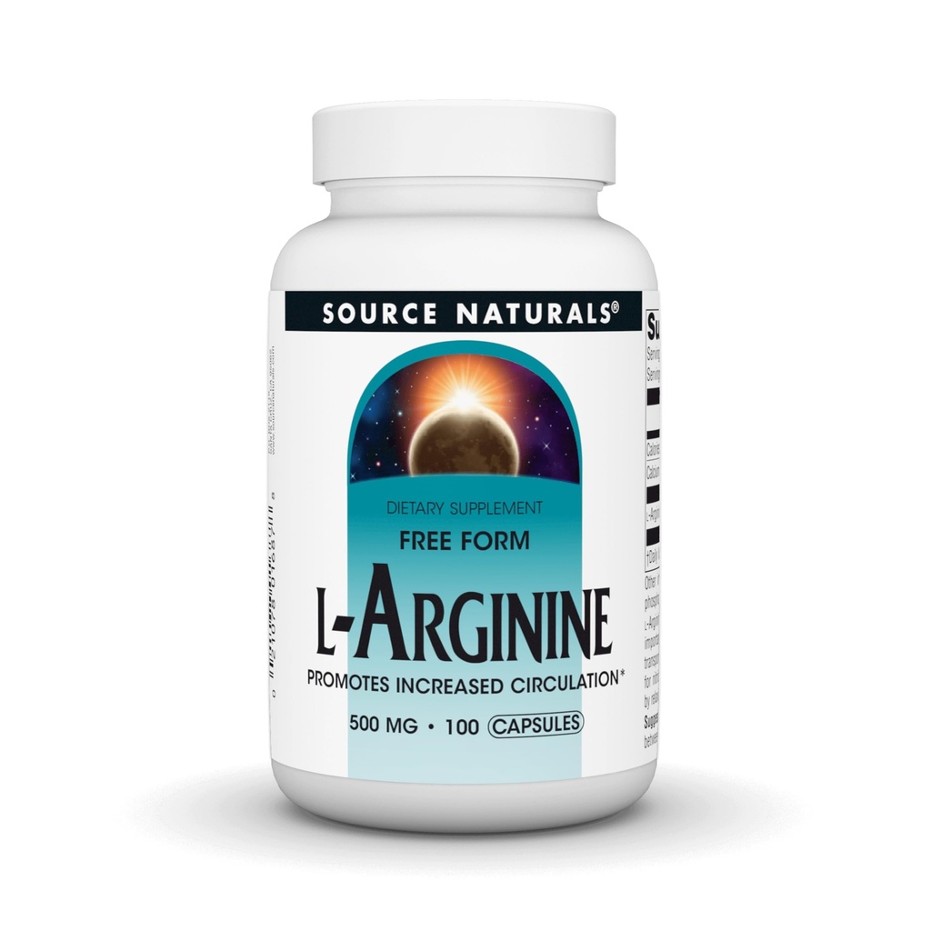 ソースナチュラルズフリーフォームL-アルギニン、増加した循環を促進* - 500mg - 100カプセル
