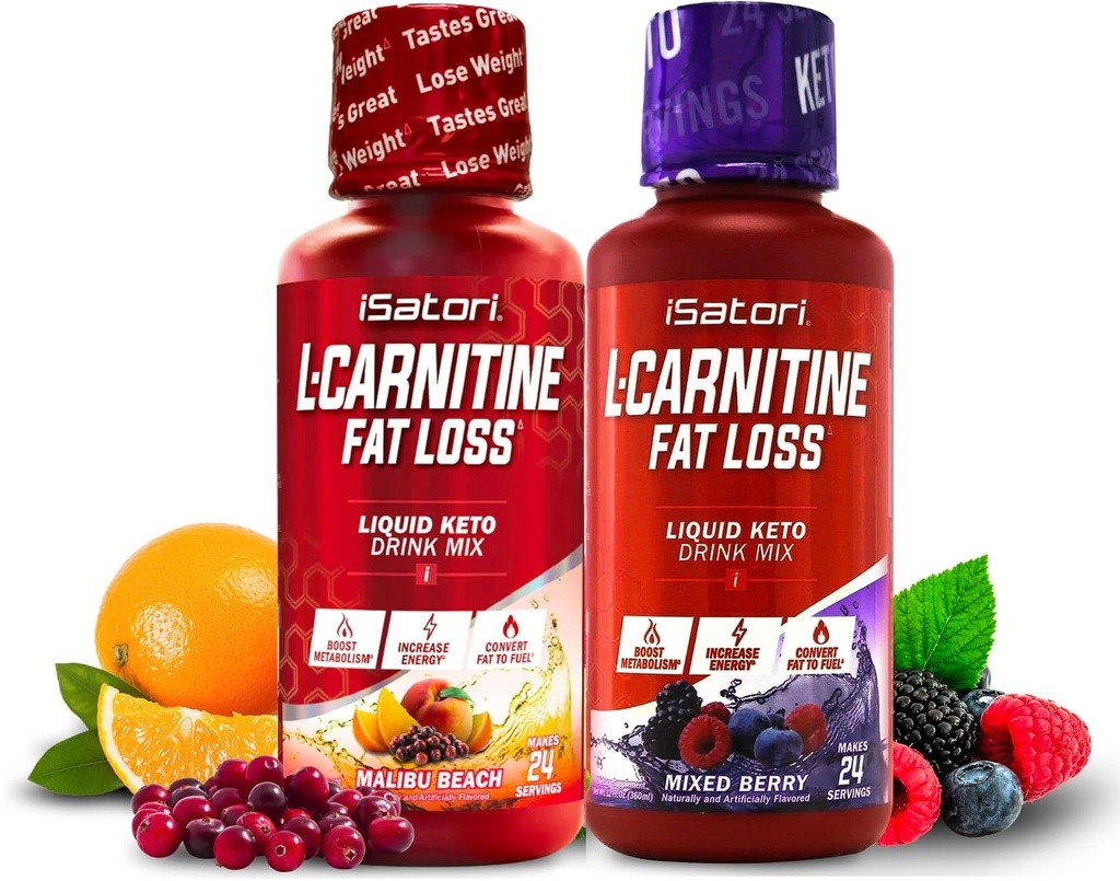 iSatori L-Carnitine 1500、Acetyl L-Carnitineと液体L-Carnitine、混合された果実味(24のサービング)及びMalibuの浜の味(24のサービング)