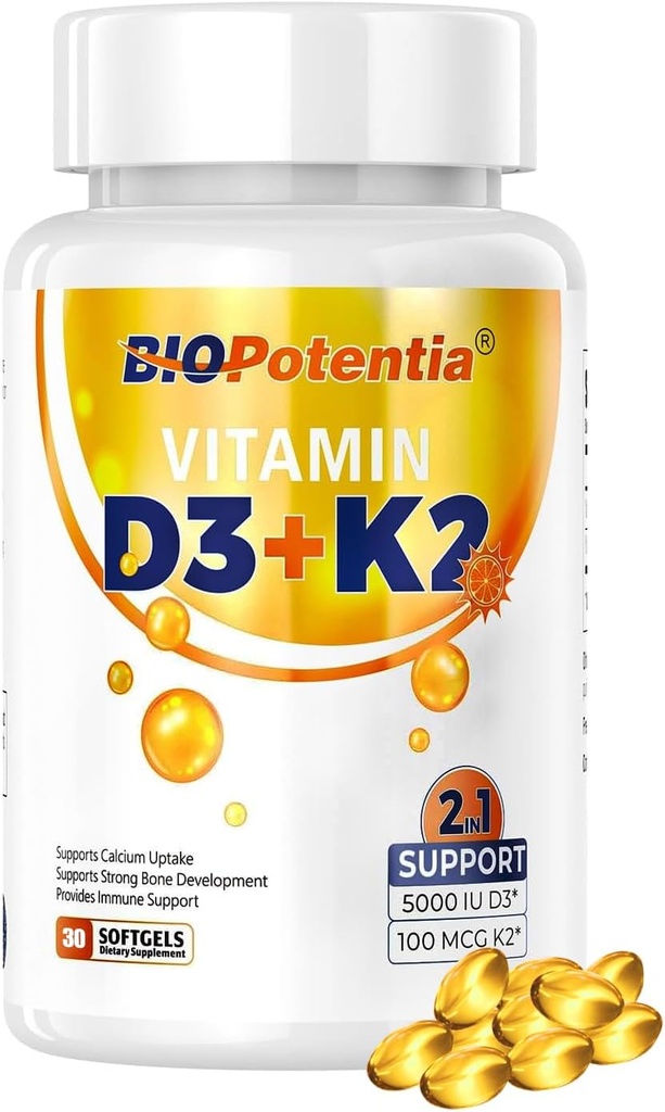 MCTオイルの補足、ビタミンD3 5000 IU及びK2 100MCG (MK7)のビタミンD3 K2、サポート免疫、骨及び歯の健康-グルテンフリーのGMO - 30のSoftgels