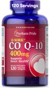 Puritan's Pride Coenzyme CoQ10 400mg、心の健康のための栄養補助食品、血圧、経口ガム健康、および健康な老化サポート、120日の供給、急速な解放のSoftgels