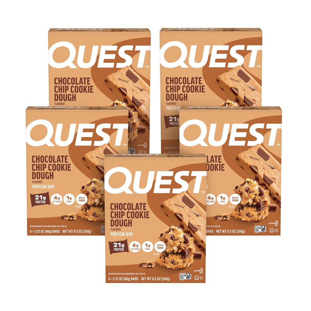 Quest Nutrition Chocolate Chip Cookie Dough - High Protein, Low Carb, Gluten Free, Keto Friendly, 2.12 Oz, 20 カウント(4パック 5)
