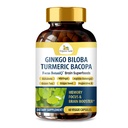 記憶のための有機Veda GinkgoのBilobaのTurmeric Bacopaの頭脳の補足、気分及びAshwagandhaの焦点-集中、エネルギー及び頭脳のブースター、健康な接合箇所及び循環サポート- 60のビーガン カプセル