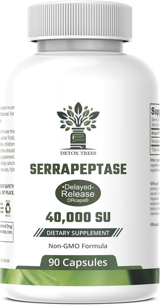 Serrapeptase Supplement 40,000 SPU - All-Natural Proteolytic Enzyme for Sinus, Respiratory, and Joint Health - Non-GMO, Gluten-Free, and Vegan-Friendly Capsules - 90 Capsules