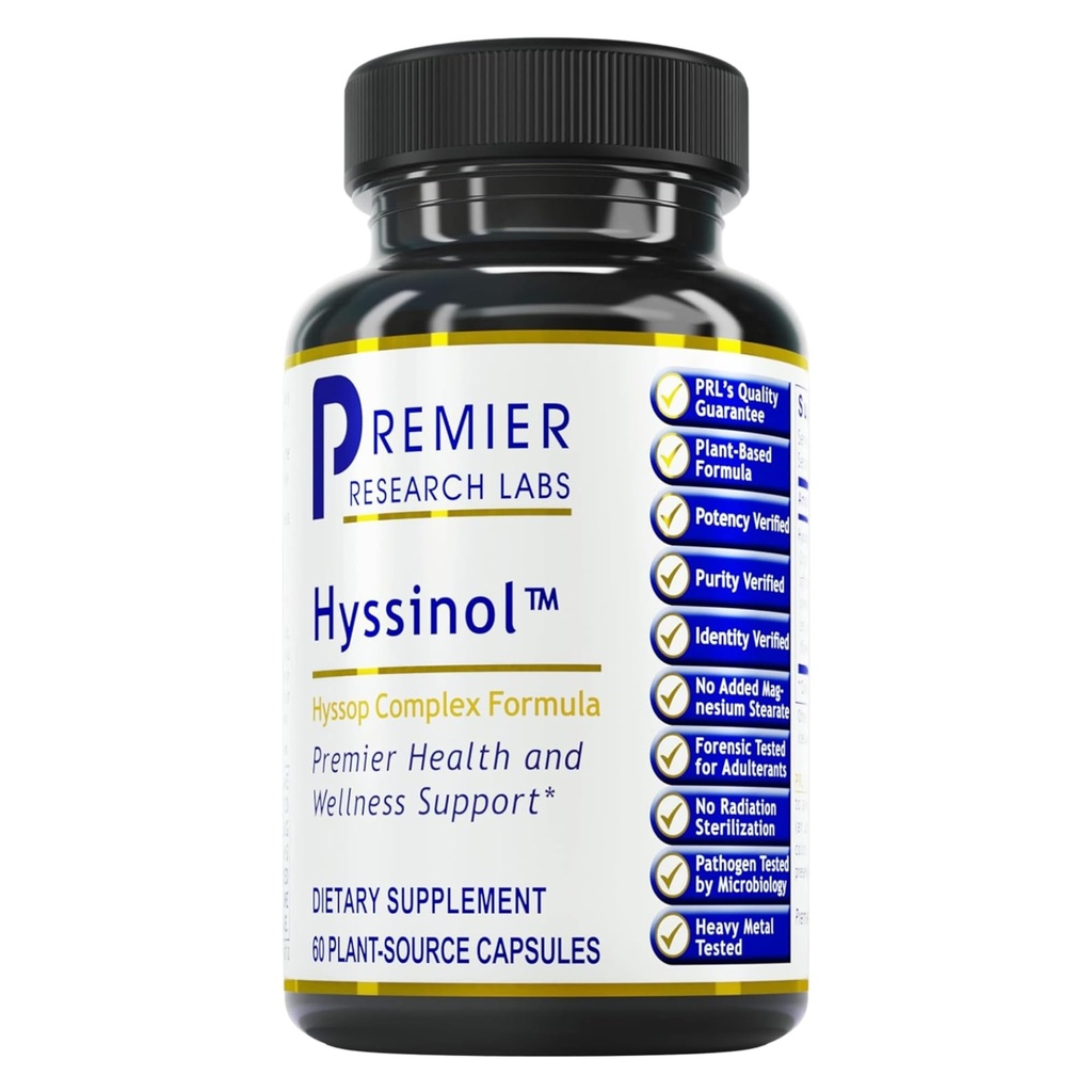 プレミアリサーチラボ Hysinol - Hysopハーブ、Hyssopカプセル、有機Hyssopドライハーブ、緑茶と栄養補助食品、抗酸化サポート - 60ベジタリアンカプセル
