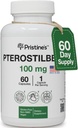 PRISTINE'S Pterostilbene 100mgアンチエイジングサプリメントカプセル - 60デイサプライ - Lung Health&メンタルクラリティ抗酸化剤 - 高バイオアベイラビリティビーガン非GMO