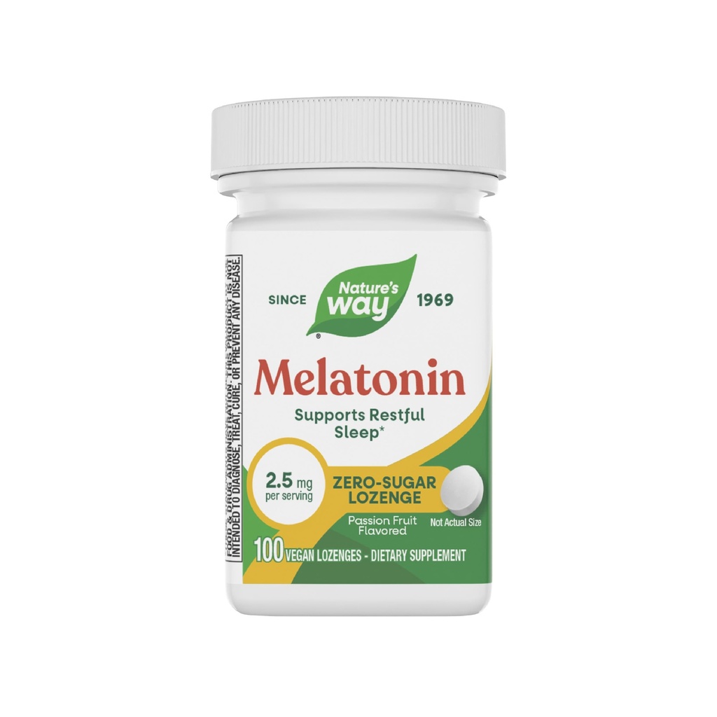 Nature's Way Melatonin Lozenges、Resful Sleep & Sleep Quality*、2.5 mg / サービング、パッションフルーツ味付け、100カウント(パッケージ5月Vary)
