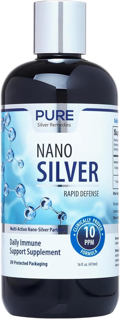 純ナノシルバースプレー 16oz 補充 | 10 PPM 毎日の免疫サポートサプリメント | 簡単に吸収コロイドナノシルバースプレー | プロバイオティックフレンドリーシルバーソリューション