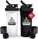 DAN RIVER 2パックシェーカーボトル | 24oz プラスチック タンパイン シェーカー & ミキサー | スムージー&プロテイン ミックス用ツイスト&ロック デザイン | 耐久性、リーク ルーフ、掃除が簡単 | クリア&ブラック シェーカー ボトル ジム