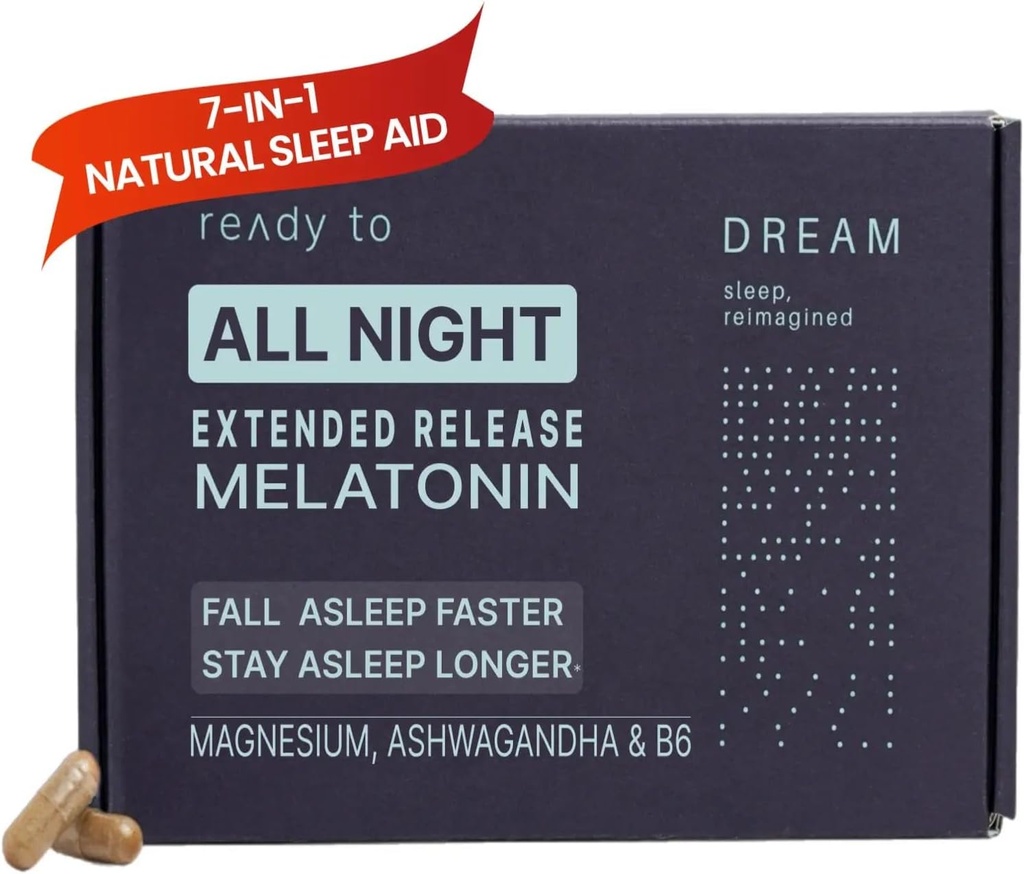 大人のための夢ナチュラル睡眠補助 - タイムリリースメラトニン、マグネシウム、アシワガンダ、B6&カモミールと睡眠補助金 - 睡眠ビタミンを成形するノンハビット - 60カプセル 11/30/25 有効期限