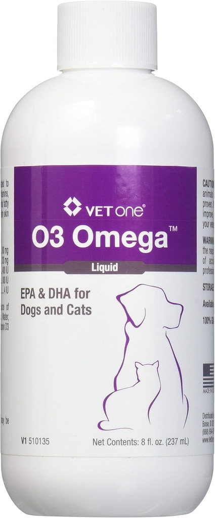 Vet 1 O3オメガ液体EPA&DHA犬と猫用 - 皮膚&コートサプリメント - 免疫システムと関節の健康をサポート - 8オンス