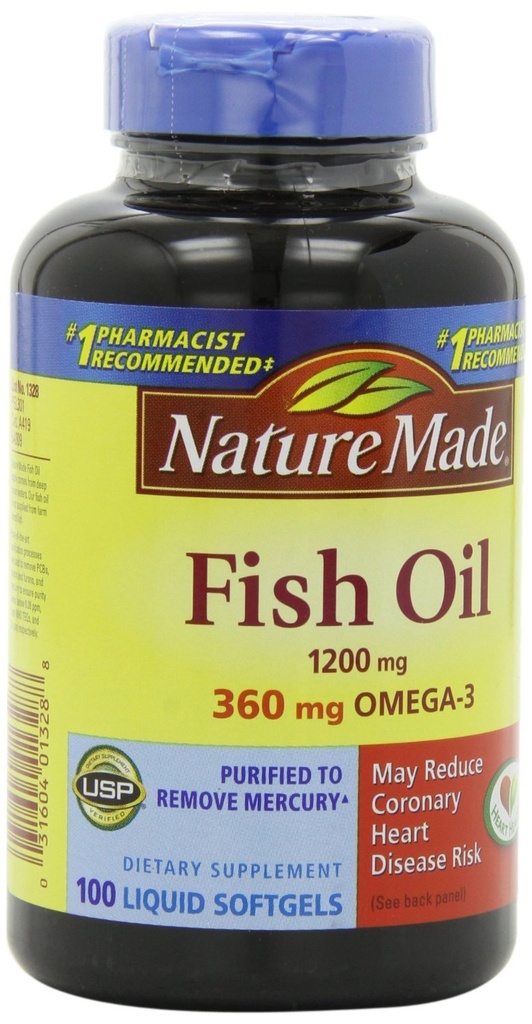 性質によって作られた魚油1200mg、360mg Omega-3 100の液体のSoftgels (3のパック)