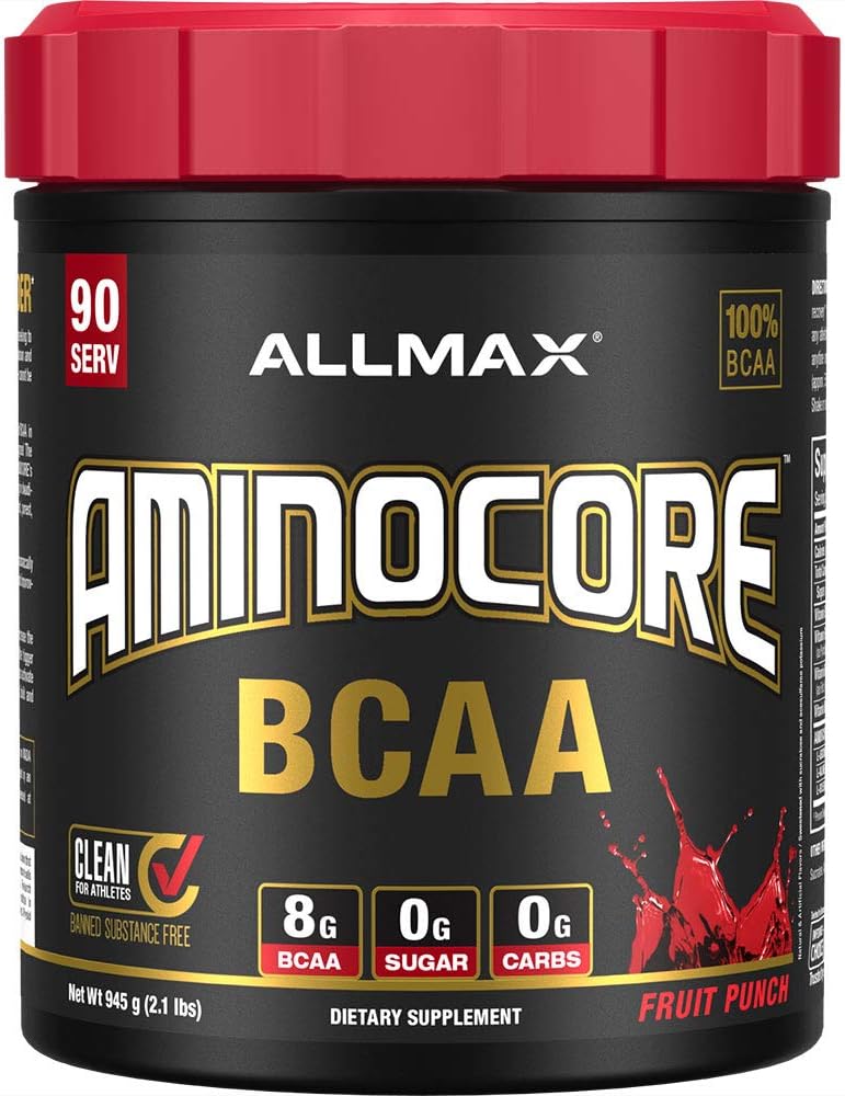 マックス栄養アミノコアBCAA、フルーツパンチ - 945 gパウダー - ビタミンBと分岐させたチェーンアミン酸の8.18グラム - 充填剤または非BCAAアミノ - 砂糖無料 - 90サービング