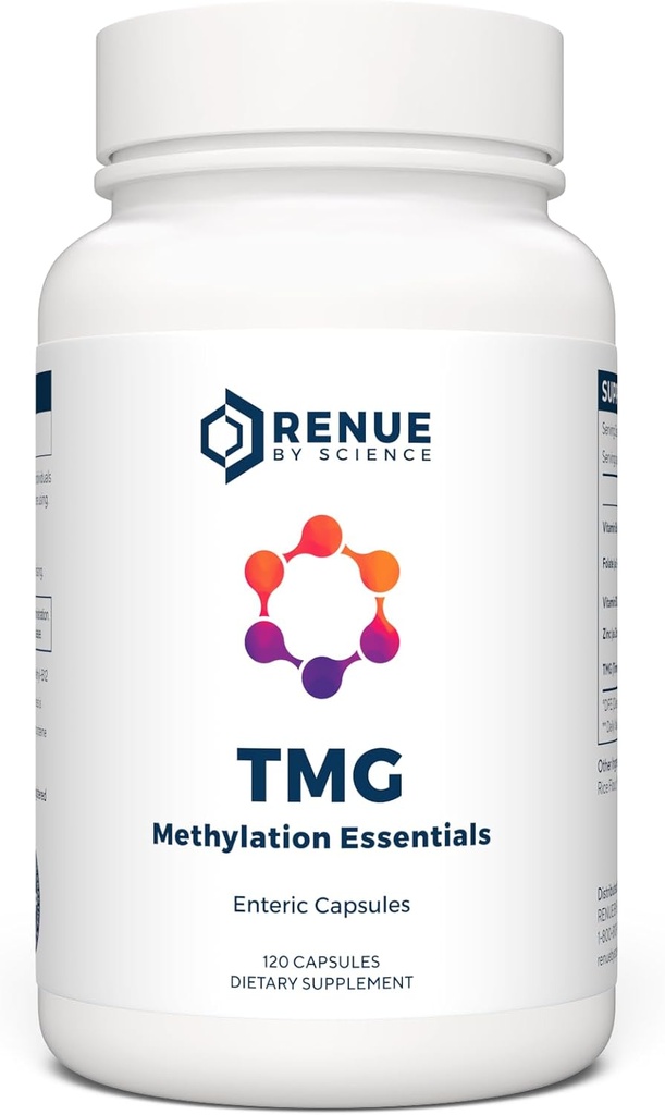 科学によるRenue TMG | 高強度TMGサプリメント | 120 Trimethylglycineカプセル - 900mg TMG/ビタミンB12ビタミンB6葉酸&亜鉛で提供 | 米国製 & サードパーティ製テスト済み