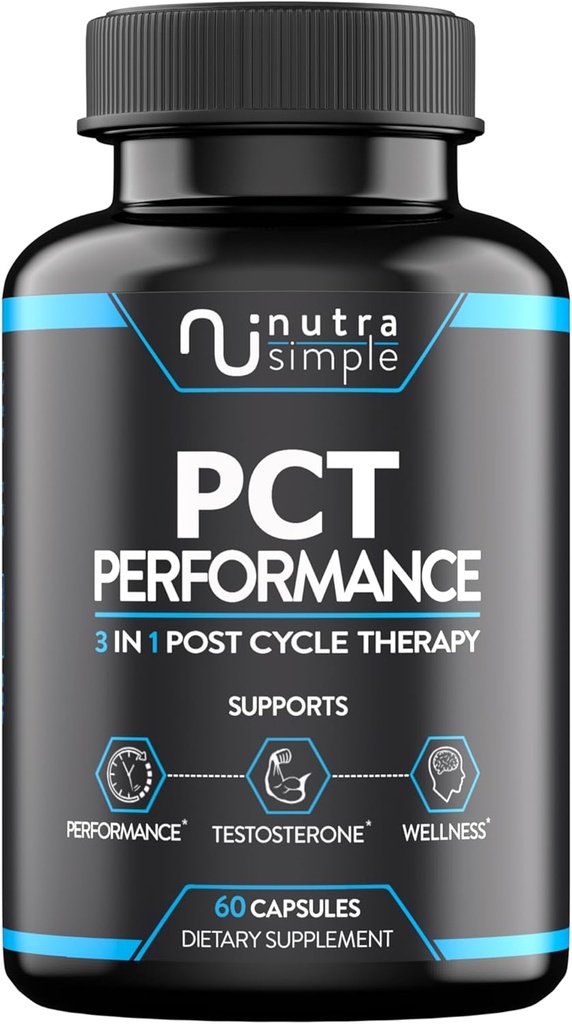 PCT Supplement for Men, 3-in-1 Post Cycle Support & Natural Booster with Estrogen Blocker, Liver Support Formula, Made in USA, with Fenugreek, Chrysin, Tongkat Ali, Milk Thistle - 60 Capsules