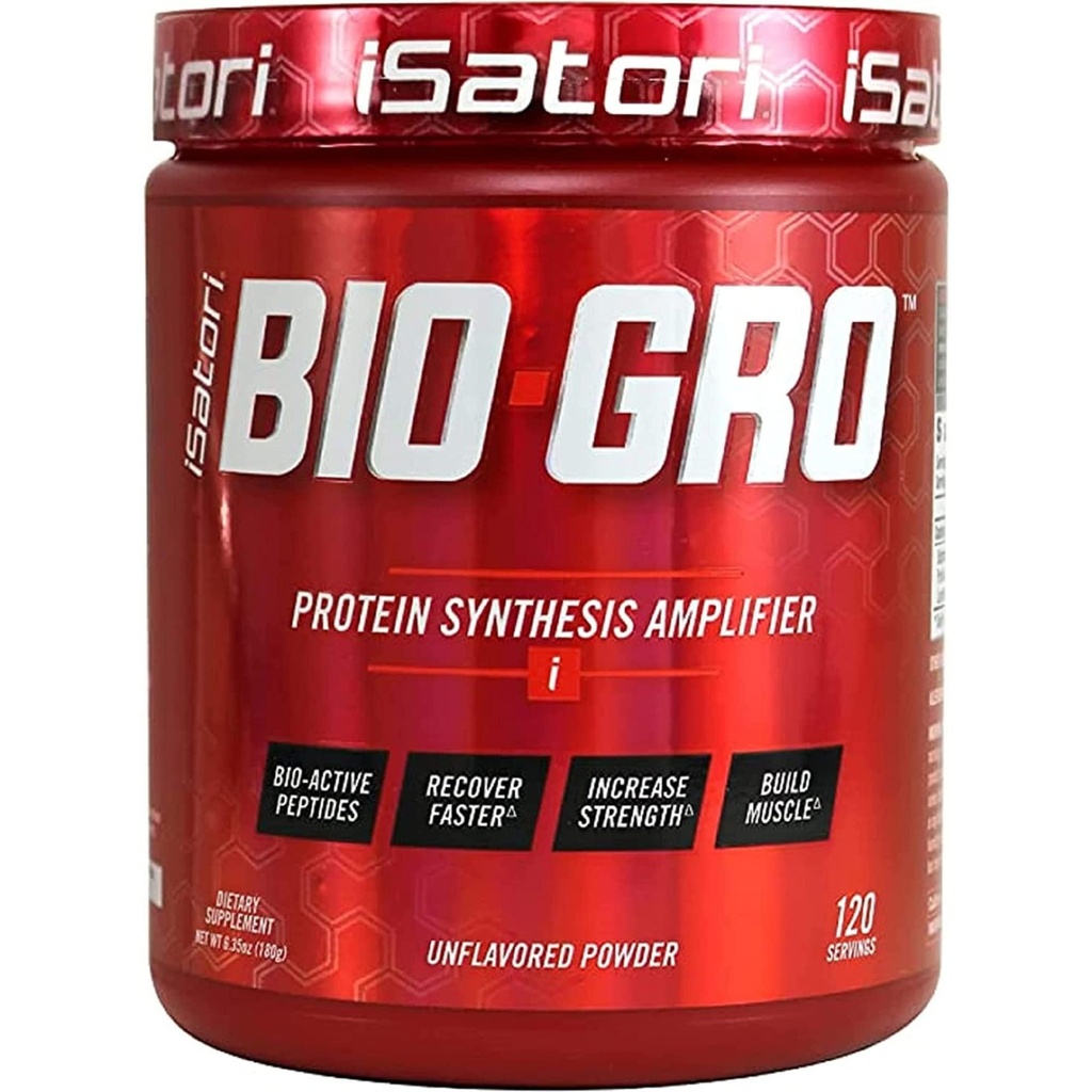 iSatori BIO-GROプロテイン合成増幅器、筋肉の回復と成長のために、興奮剤の自由プレワークアウトとバイオアクティブペプチドとコロスタルサプリメントを強化 - 不燃(120のサービング)