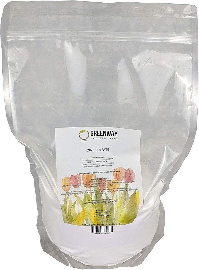 亜鉛硫酸塩の粉35.5% Monohydrateプラス16.5%の硫黄の緑道のBiotechのブランド10ポンド