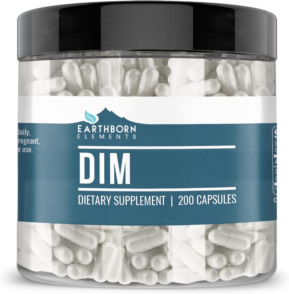 Earthborn Elements DIM (Diindolylmethane) 200 Capsules, Pure & Undiluted, No Additives